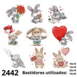 Matrizes de bordado kit dia dos namorados coelhinhos românticos