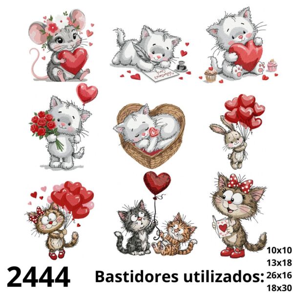 Matrizes de bordado kit dia dos namorados bichinhos românticos