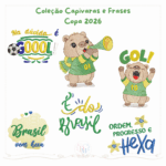 Coleção de Matrizes de Bordado Capivaras e Frases Copa 2026 (Pontos Leves)