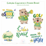 Coleção de Matrizes de Bordado Capivaras e Frases Brasil (Pontos Leves)