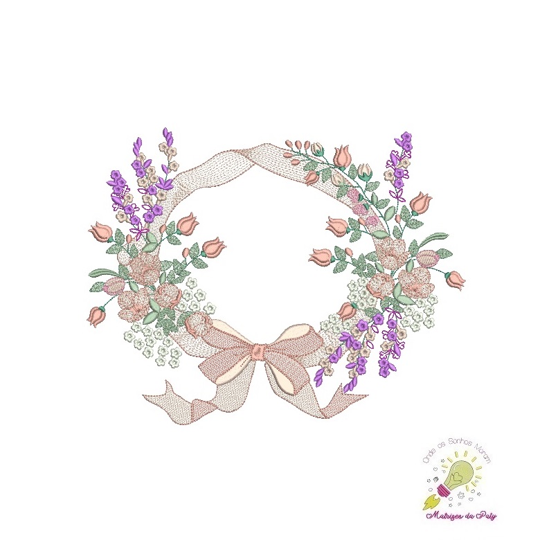 Mold Circ Flores 2 18x13 MATRIZ DE BORDADO - OSMMP MOLDURA CIRCULAR FLORES E LAVANDA - Image 1