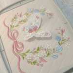 Matriz de Bordado Moldura Flores Borboleta 3d