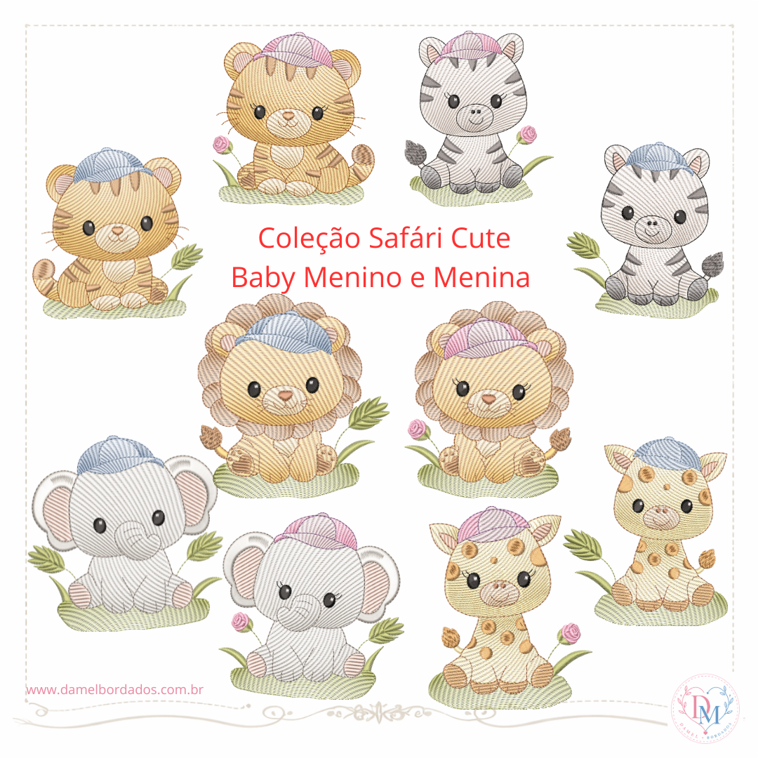 safari cute baby dupla Coleção Safári Cute Baby Menino e Menina (Pontos Leves) - Image 1