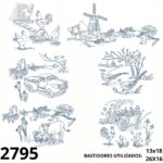 Matriz de bordado Barrado country semanal linework