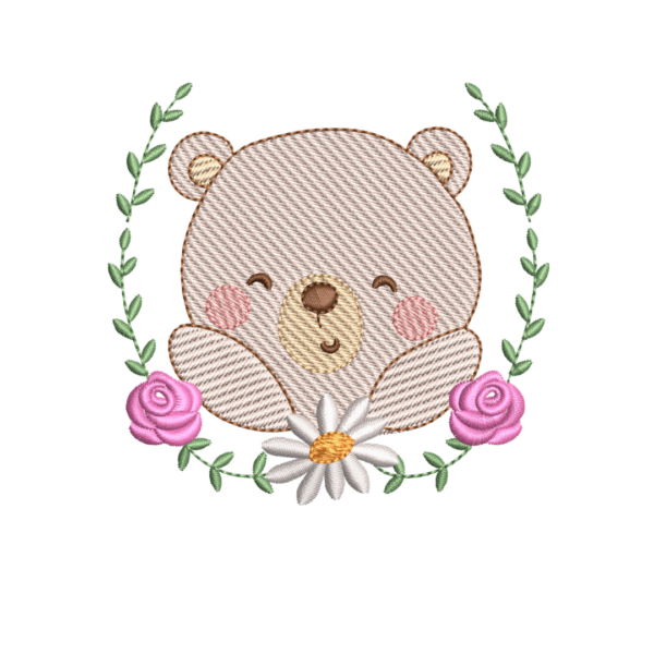 Matriz de Bordado Ursa flores