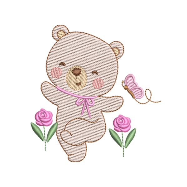 Matriz de Bordado Ursa flores
