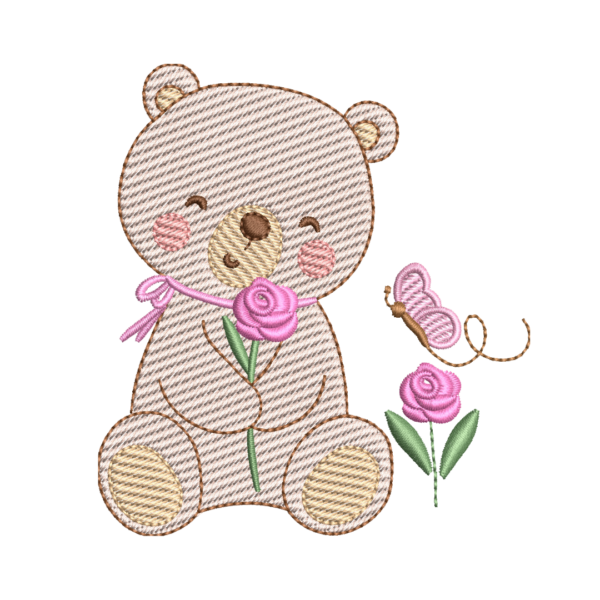 Matriz de Bordado Ursa flores