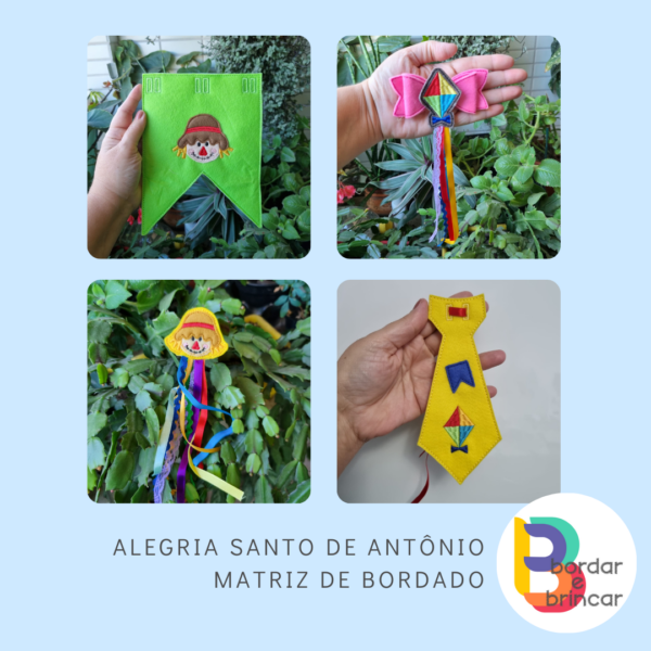 Matriz de bordado Santo Antônio festa junina gravatinha bandeirinha aplique