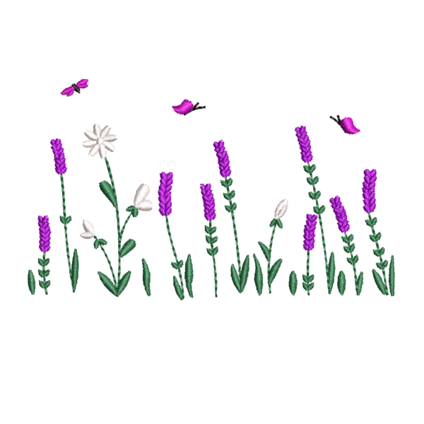 Matriz de Bordado Jardim Flores Lavanda
