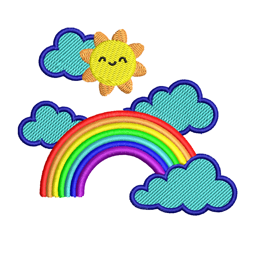 SOL ARCO IRIS E NUVEM Matriz de Bordado Sol Arco Iris e Nuvem - Imagem 1