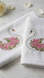 Matriz de bordado Cisne e rosas estilizadas - Imagem 2