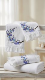 Matriz de bordado galho floral azul - Imagem 3