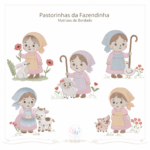 Matrizes de Bordado Pastorinhas da Fazendinha (Pontos Leves)
