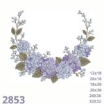 Matriz de bordado guirlanda de flores Hortênsias