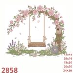 Matriz de bordado Garden jardim e passarinho 002