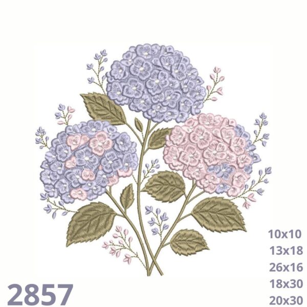Matriz de bordado Bouquet de flores Hortênsias