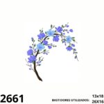 Matriz de bordado galho floral azul