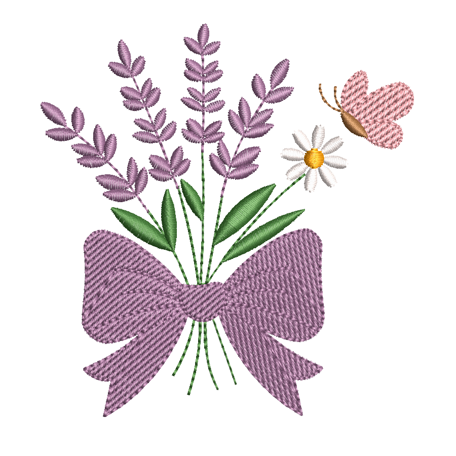 LACO FLOR 000 Matriz de Bordado Laço com Flores pontos leves - Imagem 1