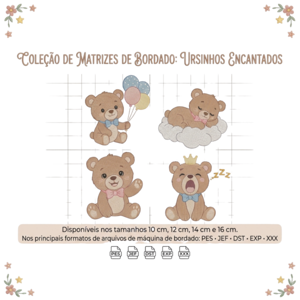 Matriz de Bordado Ursinhos Encantados